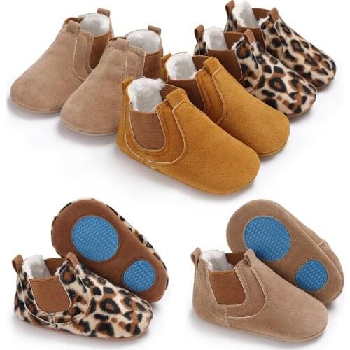 New Toddler Newborn Baby Shoes Boy Girl Leather Soft Sole Crib Shoes Sneakers Leopard Non-slip Warm First Walkers For 0-1Y Kids