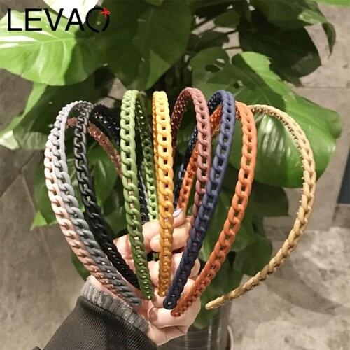 LEVAO Simple Matte Solid Color Head Hoop Chain Hair Accessories Girls Women Hollow Bezel Turban Headwear Headband Hairband Lady