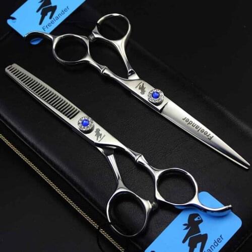6inch Freelander Bamboo Handle Straight Cutting Thinning Scissor Hairdressing Style Shear Clipper Barber Shop Tool