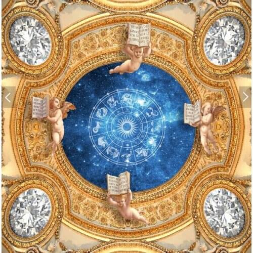 Custom ceiling wallpaper. The luxurious palace angel for the living room hotel ceiling background wall vinyl papel de parede