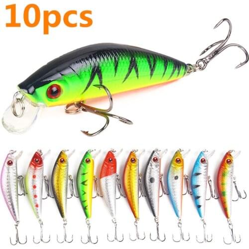 10Pcs Minnow Fishing Lure 70mm / 8.5g 3D Artificial Eyes Bait Crankbait Hard Bait Wobbler Bass Perch Carp Fishing Gear SwimBait