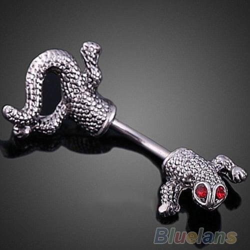 Lifelike Lizard Shape Pendant Woman Belly Button Ring Jewelry Silver Plated 09IT