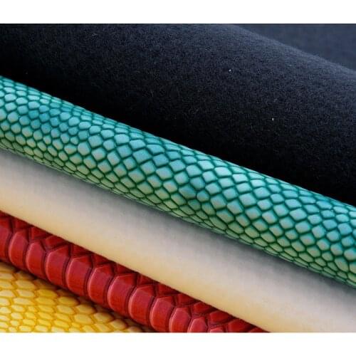 1.1mm synthetic PU synthetic fabric/ yellow snake leather leather handbag material/ fabric snake/ snake embossed print fabric