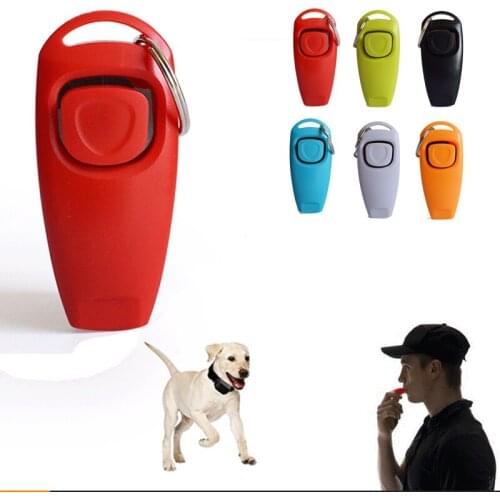 Whistle and Clicker 2 in 1 Dog Training Device Pet Training Supplies Outdoor Lifeguard Whistle with Keychain