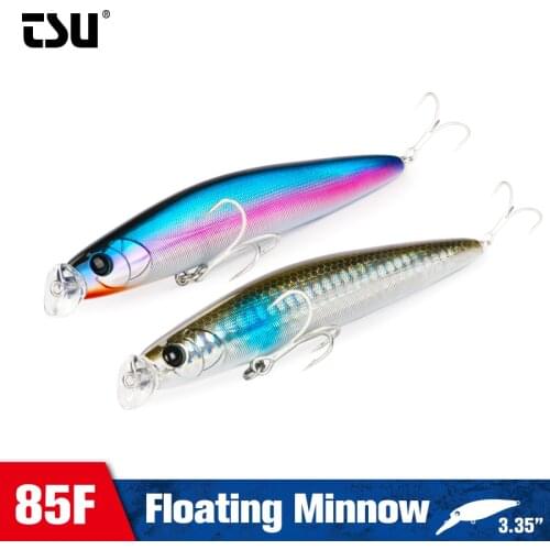 TSURINOYA 85F Floating Minnow Fishing Lure 85mm 10g Shallow Range Saltwater Hard Bait HUNTER DW80 Seabass Pike Jerkbait Wobbler