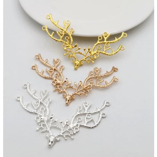 DIY Jewelry Accessories 72*42mm Alloy Headdress Materials Flower Slice Charms For Jewelry Making