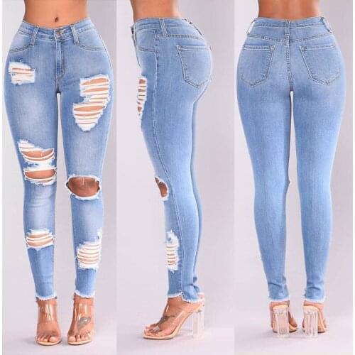 Weweya Skinny Pants Women Hold Bleached Female High Waist Vintage Jeans Plus Size 3XL Skinny Jeans For Women Denim Full Jeans