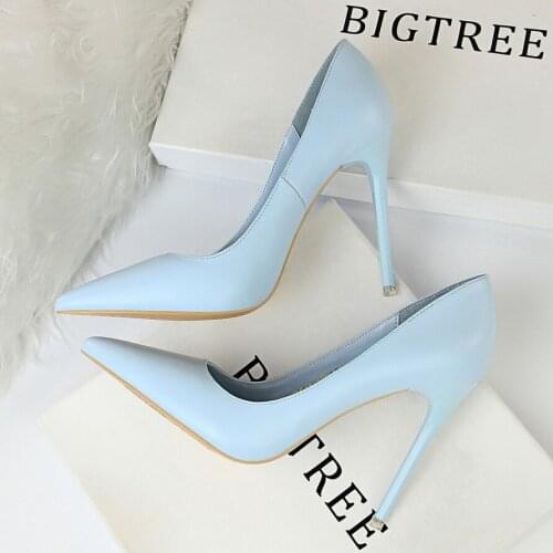 2022 Women Sexy Fetish Thin High Heels Scarpins Female Sweet Yellow Blue Pink Heels Pumps Escarpins Talons Stiletto Bridal Shoes