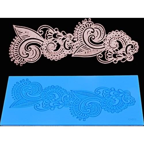 1pc Sugar Lace Mat Silicone Impressing Mold Mat Fondant Cake Sugar Flower Decorating Tools Hearts Cake Color Blue
