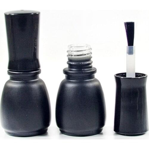 100pcs*5ml Transparent Glass Nail Polish Bottle Empty With A Lid Brush Cosmetics Packaging 5ml Matte Black Nail glue Bottles