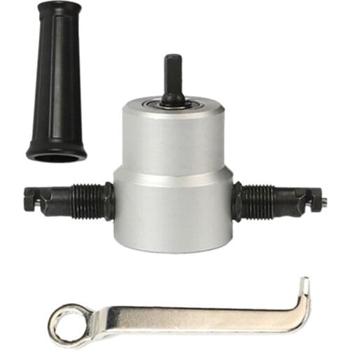 160A Practical Nibble Metal Cutter Double Head Sheet Drill Tool Attachment Open