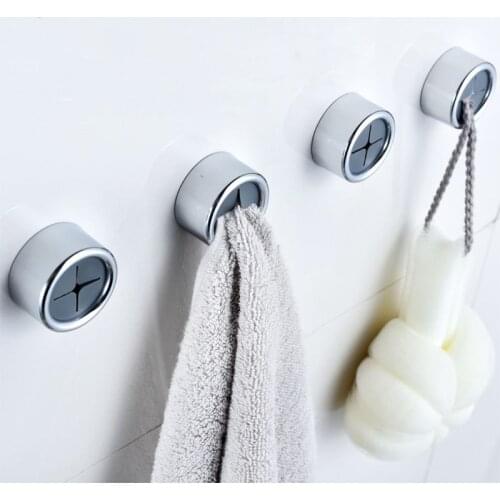 3pcs Self Adhesive Round Towel Holder Wall Mount Wash Cloth Clip for Bathroom