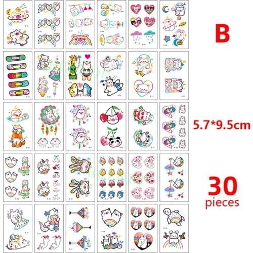30 pcs Waterproof Temporary Tattoo Stickers set love pig lamb baby bunny Body Art Flash Tatto Fake Tatoo for Men Women