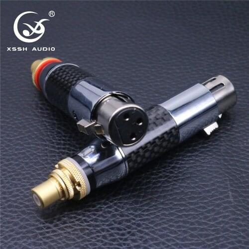 4pcs XSSH audio 3 pins connector Black XLR Carbon Fiber Tellurium Copper RCA gold plated Rhodium Female Male XLR to RCA adapter