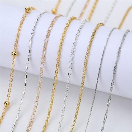 5yard Gold Silver Color Metal Iron Snake Rolo Link Chains Bulk Lot For Necklace Bracelet Findings Diy Jewelry Making Accessories