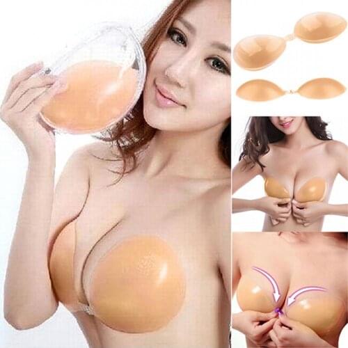 50% Hot Sales!! Women Invisible Bra Silicone Self-adhesive Stick On Push Up Strapless Soft Pad