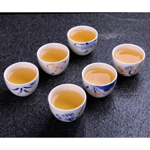 6pcs Ceramic tea cup porcelain teacup Kungfu tea set Handmade painted drawn Small tea bowl for Ceremony home decration