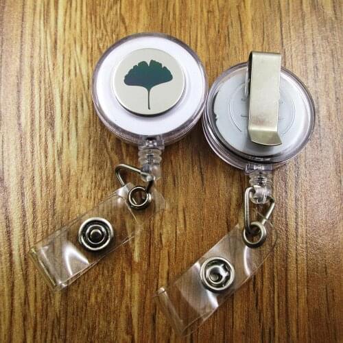 Ginkgo Leaf ID Badge Reel gift for him/her friend family retractable recoil id badge holder work fun
