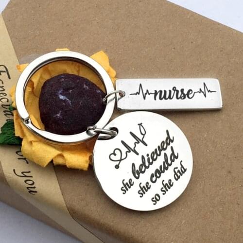 Keychain She Believed She Could Nurse Pendant Keychain Hospital Nurse Day Keyring Gift Women Bag Charm Key Ring Holder Jewelry