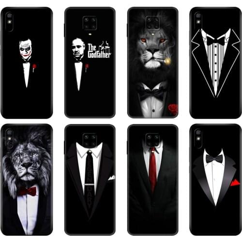 Black tpu Case For Xiaomi Redmi 7A 8 8A 9 9A 9C Case Redmi Note 8T 8 Pro T Note 9 9S 9 Pro Case Man Suit Shirt