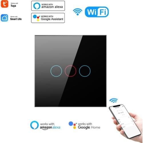EU TUYA WiFi Smart Touch Switch Smart Home Voice Remote Control Module Timing Wall Touch Switch For Alexa Google Home 1/2/3Gang