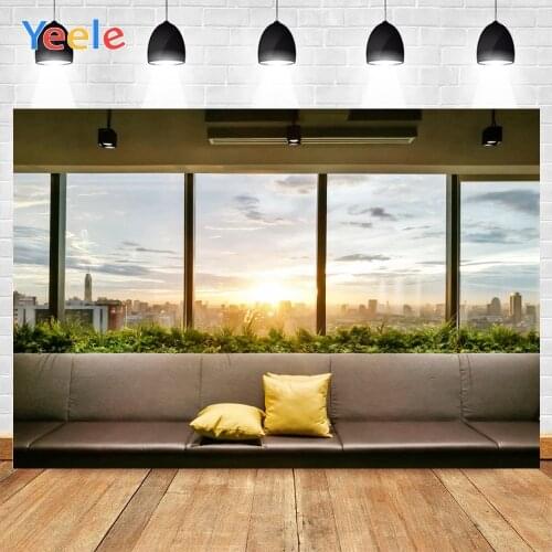 Yeele Indoor Brown Sofa Sunshine Cross Window Warm Relaxing Background Photophone Photography Backdrop for Decor Customized Size