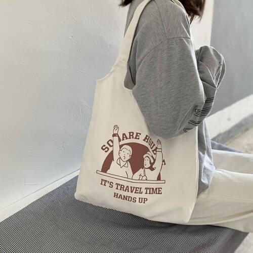 Canvas Shoulder Bag for Women 2020 student Large Tote Shopper Bags Handbag Cotton Cloth Shopping Bag Reusable Eco Beach Bags