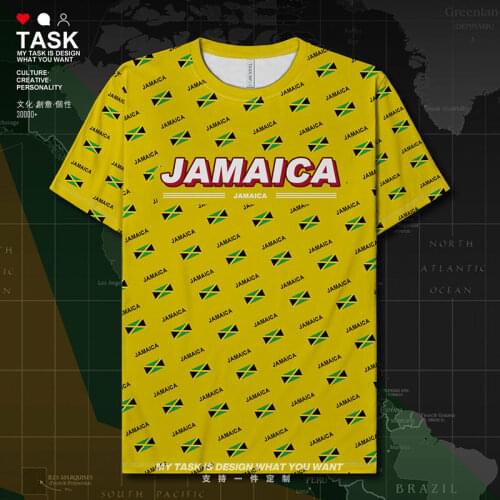 Jamaica JAM Jamaican Quick Dry t shirt tracksuit Short-sleeved t shirt for men Fitness tops gym sports mens summer clothes