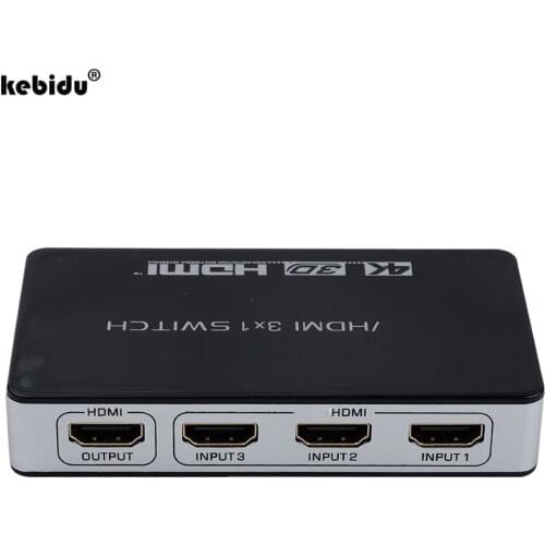 Kebidu 4Kx2K HDMI Switch 3x1 HDMI Switch 3 in 1 out 3 Port HDMI Dual Mode Switcher 3D with IR Wireless Remote Control
