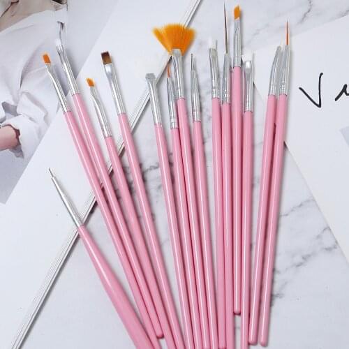Nail Brush For UV Gel Brush Liner 15Pcs/Set Painting Pen Acrylic Drawing Gradient Rhinestone Handle Nails Art Tool New