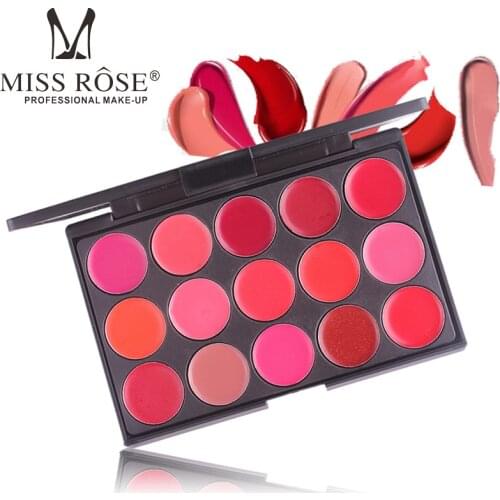 Miss Rose 15 Colors Matte Lipstick Palette Waterproof Nutritious Lips Makeup Long Lasting Brand Lipstick for Beauty Women gift