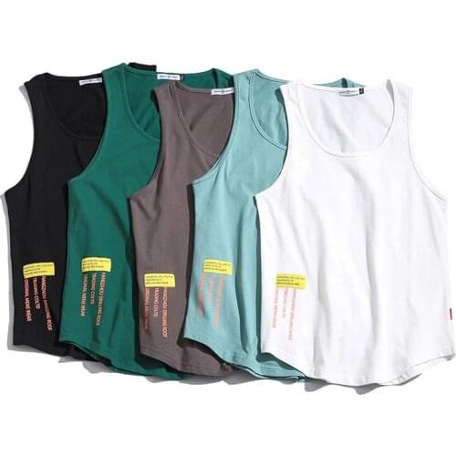 100% Cotton Gym Tank Top Men Casual Loose Oversized Fitness Summer Mens Beach Singlet Japan O-neck Bodybuilding Workout Tanktop