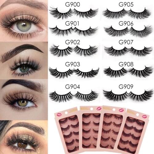 SHIDISAHNGPIN 5 pairs mink eyelashes false eyelashes natural long lashes hand made dramatic eye lashes for maquiagem makeup