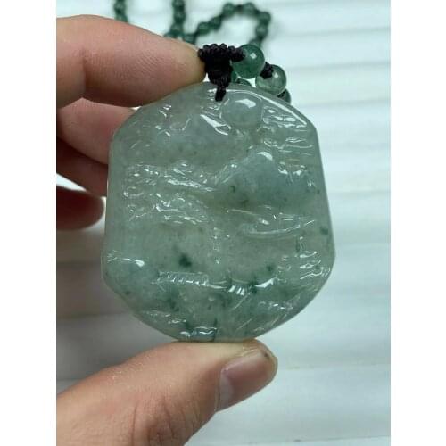 Natural 7A Myanmar jade Handcarved jade landscape green jade pendant jade necklace men pendants jewelry jade necklaces