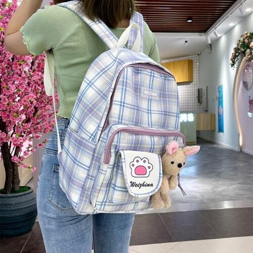 Striped Girl Backpack for Women Waterproof Nylon School Bag Large Capacity Lady Bookbag Anti Theft Travel Rucksack Daily Mochila