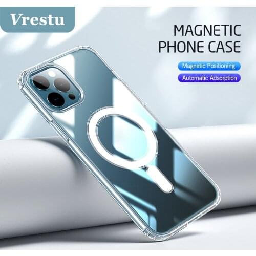 Luxury Magnetic Wireless Charging Case for iPhone 12 Mini 12Pro Max Magnet Ultra Thin Coque Capa Clear Cover Shockproof Capinhas