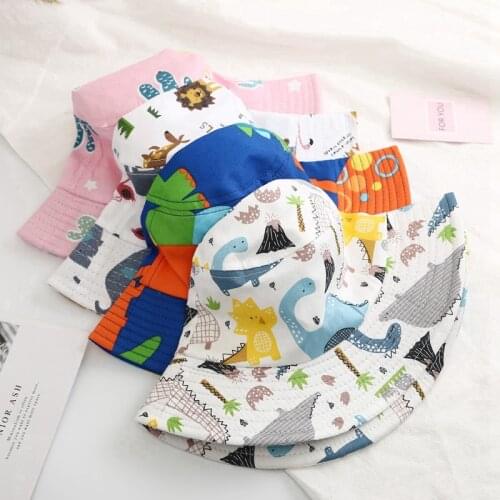 Cartoon Baby Hat Printed Fisherman Caps Cotton Breathable Bucket Hats Summer Outdoor Sunbonnet Sun Cap Boys Girls Headdress
