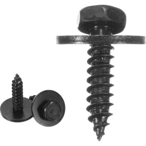 100Pcs/Set 4.8 x 19 mm Self Tapping Tapper Screw And Washer Black 8mm Hex Head Self Tapping Tapper Screws Repair Screws For BMW