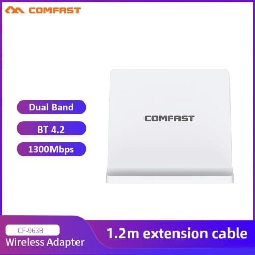 1300Mbps Novel Bluetooth Network Card Box 4dbi Dual Band Antenna Wifi Adapter 1.2M Extended USB Cable PC Wi-fi Transmit Receiver