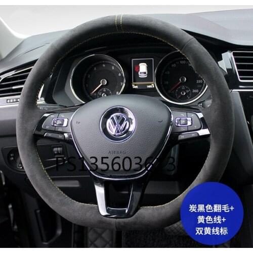 DIY hand-stitched steering wheel cover fit for Volkswagen VW CC Touareg Variant T-Cross Passat Touran suede handle cover