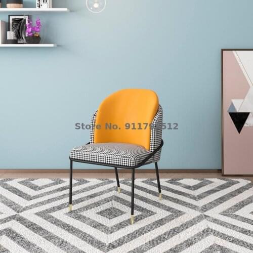 Light luxury modern minimalist houndstooth dining chair single backrest restaurant casual negotiation chair net red makeup chair