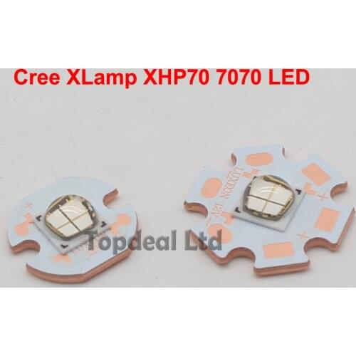 1-10PCS Epileds 7070 XHP70 4Chips 6V 12V 20W LED Emitter Diode replace Cree MKR XHP70.2 Blue LED light with 20/16mm Copper PCB