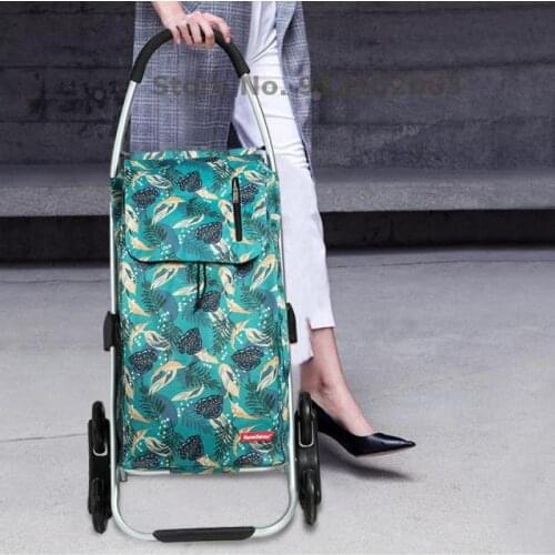 Waterproof Aluminum Alloy Stairs Climbing Shopping Cart Grocery Shopping Cart Portable Cart Small Cart Folding Trolley Cart