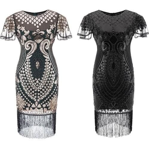 S-3xl Summer Sexy 2 Colors O-neck Tassel Zipper Vintage Sequin Embroidery Cocktail Dresses Vestido De Festa Curto 3968