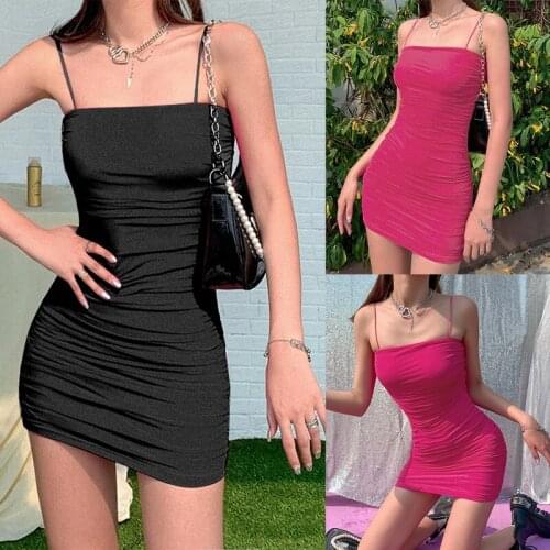 Womens New Style Sling Strap One-Line Neck Halter Slim Pack Buttocks Thin Dress