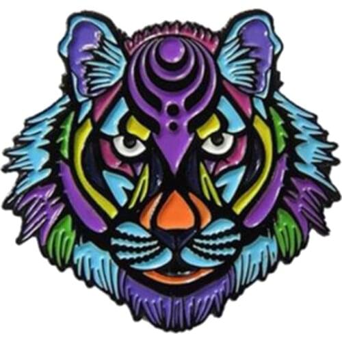 Arcane wolf head badge celestial witchy pin animal art jewelry shirts jacket accessory