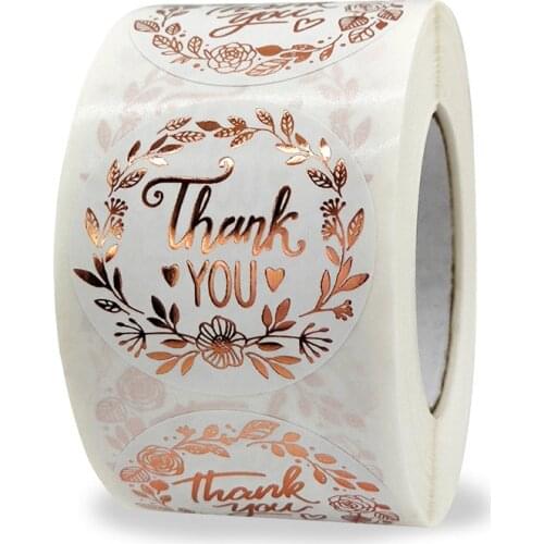 1.5inch Rose Gold Thank You Label Stickers Gift Sealing Sticker Handmade Label Baking Supplies for Birthday Wedding Party 500pcs