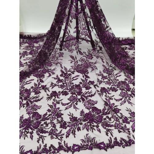 2021 High Quality Beads Embroidery Lace Fabric Navy African Beaded Fabric Lace For Nigerian Wedding Dress Evening Dress