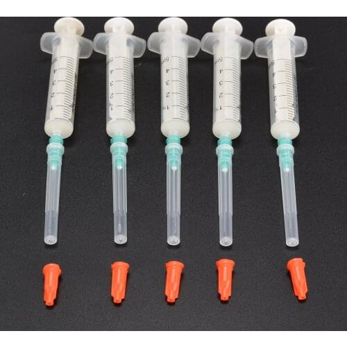 5 Set Syringes 5ml Plastic Disposable Syringe & 21G Needle & Red Cap For Measuring Mayitr Adhesives & Sealers