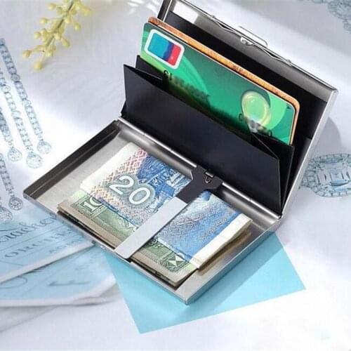 Anti-scan Metal Case Slim RFID Blocking Wallet Clip ID Credit Card Holder Men